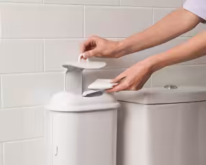 Sanitary disposal bins for workplace bathrooms
